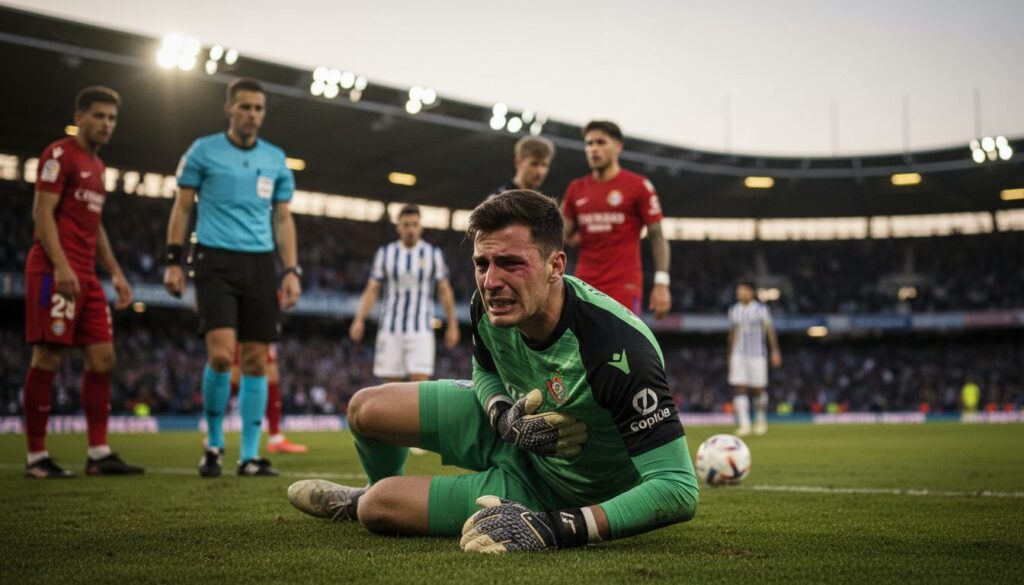 aarón escandell, gardien de l'oviedo, a été victime d'une agression lors d'un match. osasuna a été condamnée à une amende pouvant atteindre 600 euros en raison de cet incident.