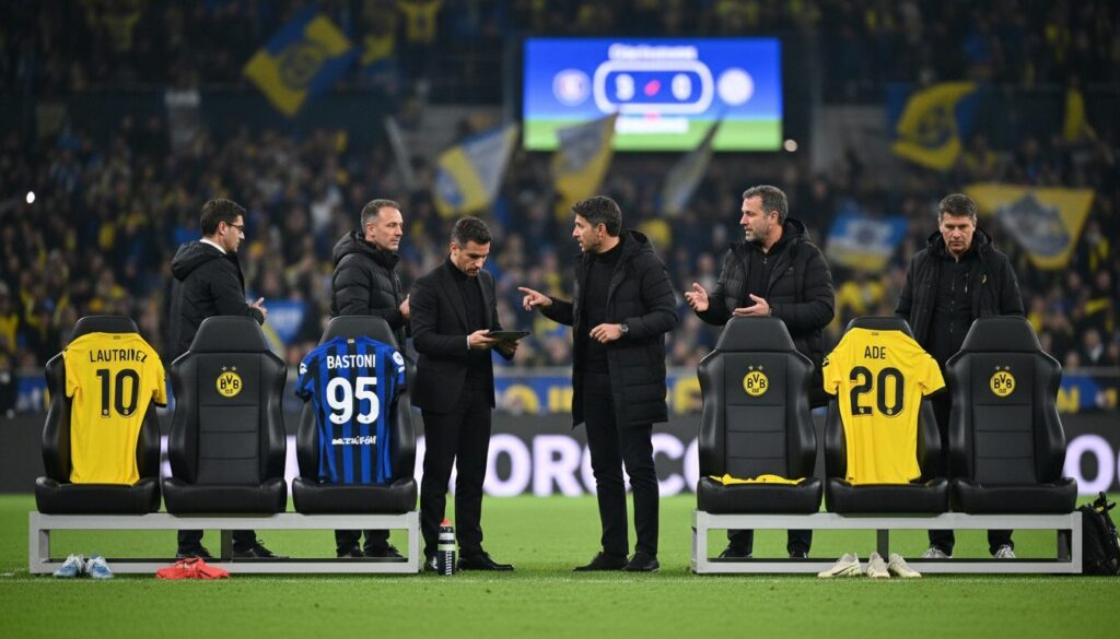 bvb vs inter : confirmation des absences de lautaro et bastoni, décisions importantes prises concernant frattesi, pio et adeyemi avant le match.