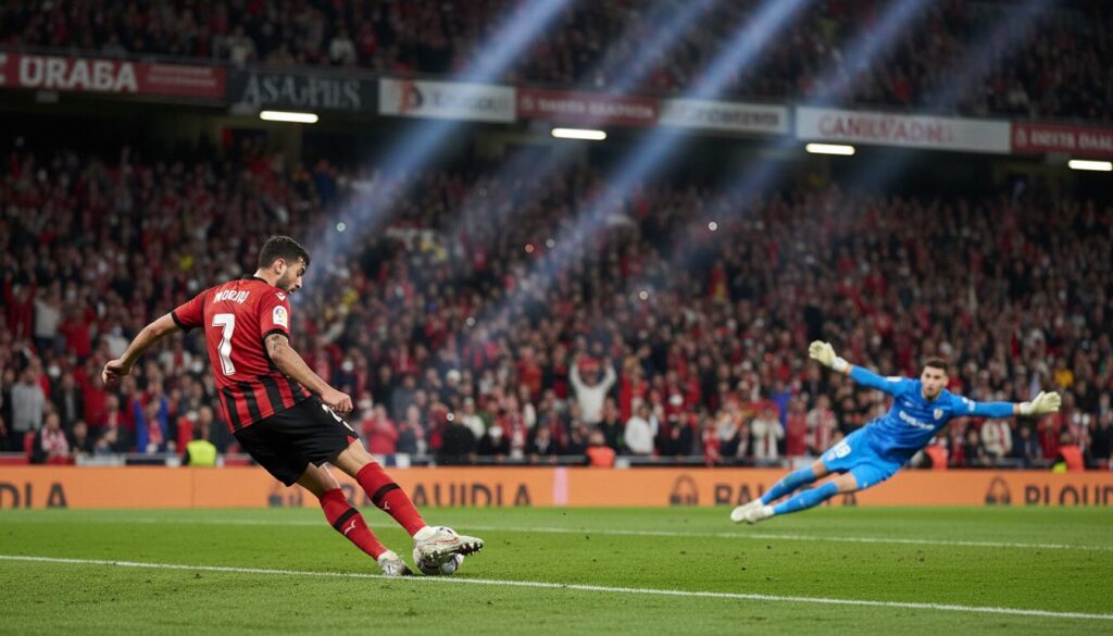 revivez le but décisif de vedat muriqi sur penalty qui a permis à mallorca de s’imposer 3-2 contre l’athletic dans un match intense et plein de suspense.