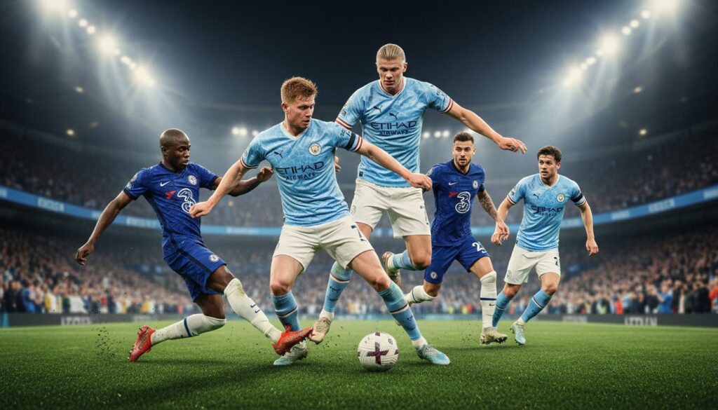 créez votre équipe combinée parfaite pour le duel épique entre man city et chelsea, en sélectionnant les meilleurs joueurs des deux équipes pour remporter la victoire.