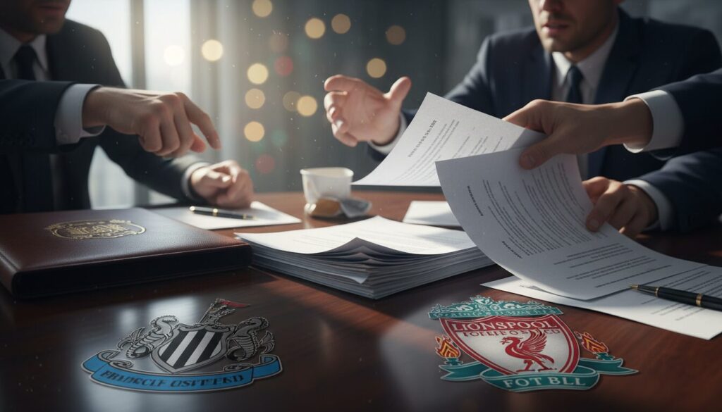 découvrez comment newcastle united fait face à un revers majeur alors que liverpool intensifie la compétition avec une offre de 40 millions de livres pour un transfert clé.