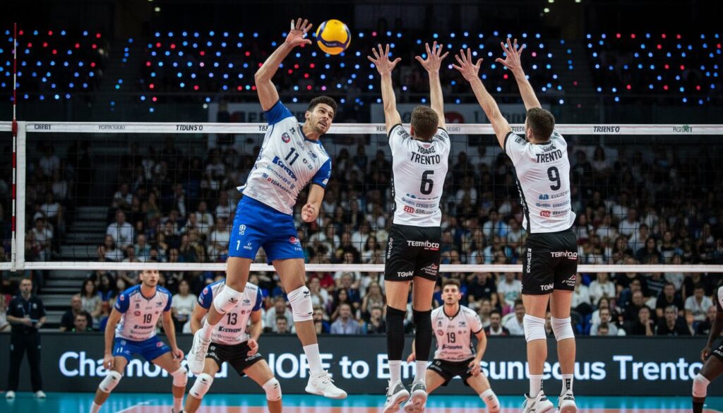 suivez en direct le match palpitant de la ligue des champions entre tours vb et trento, un duel intense qui promet suspense et rebondissements.