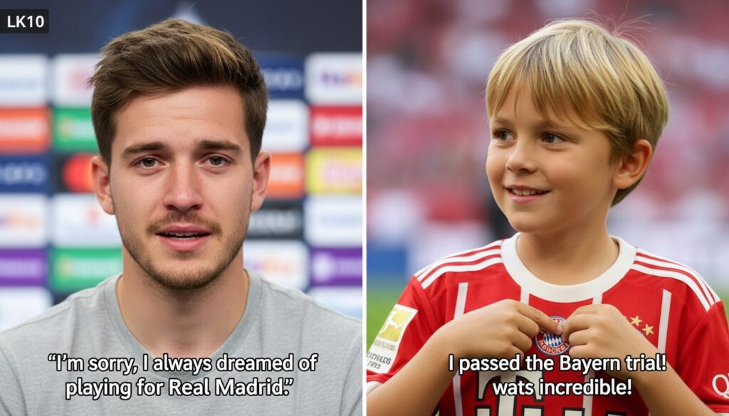 lk10 présente ses excuses après avoir avoué son rêve de jouer au real madrid, tandis que le bayern munich révèle qu'il a passé un essai durant son enfance.