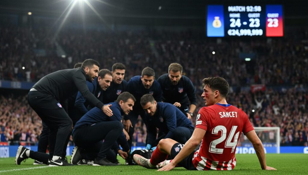 la champions approche des 25 millions d'euros de recettes, mais la blessure de sancet vient ternir la fin de saison lors du dernier match.