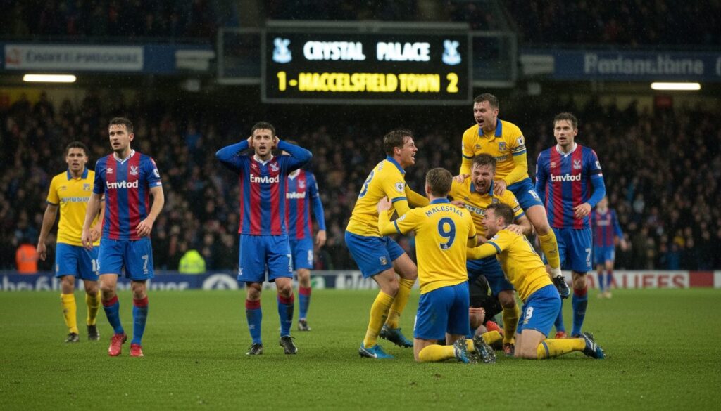 découvrez l'incroyable surprise de la fa cup : crystal palace, tenant du titre, éliminé par macclesfield, un club de 6e division, dans un affrontement historique qui bouleverse le football.