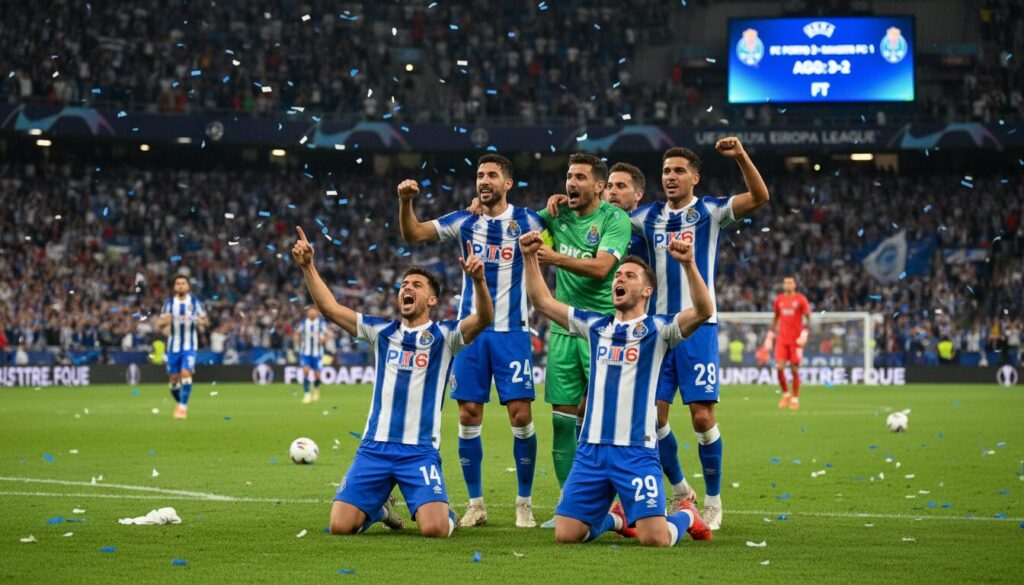 le fc porto s'impose contre les rangers et assure sa qualification directe pour les huitièmes de finale de la ligue europa, montrant une performance solide et prometteuse.