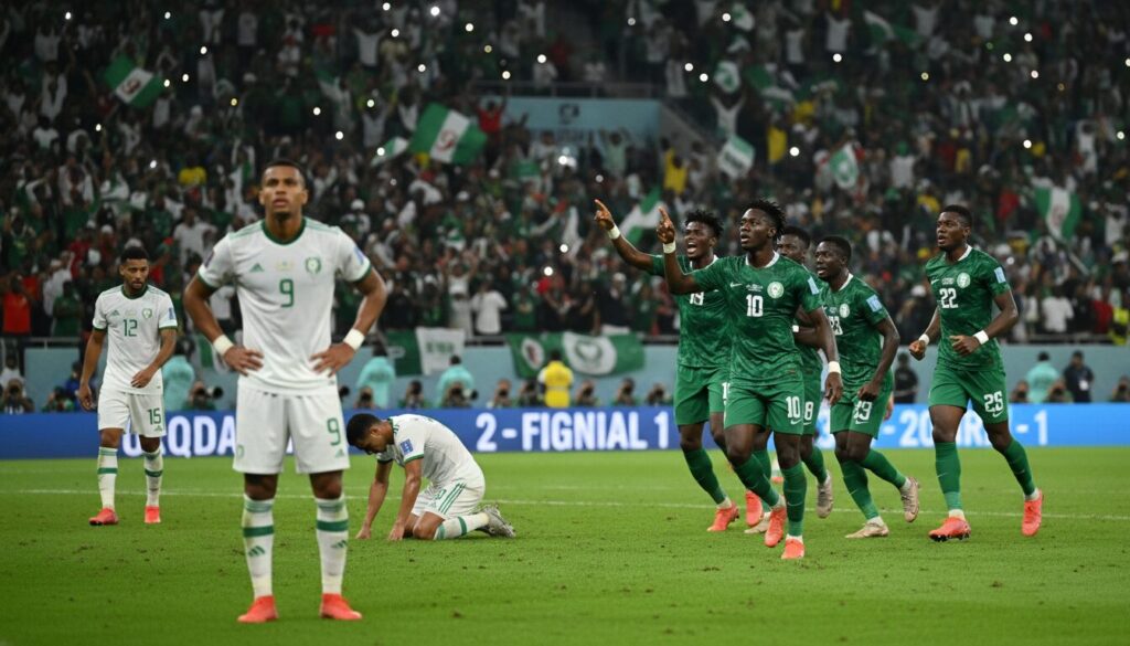 le nigeria domine largement l'algérie et se qualifie pour les demi-finales, une performance impressionnante qui confirme sa supériorité dans la compétition.