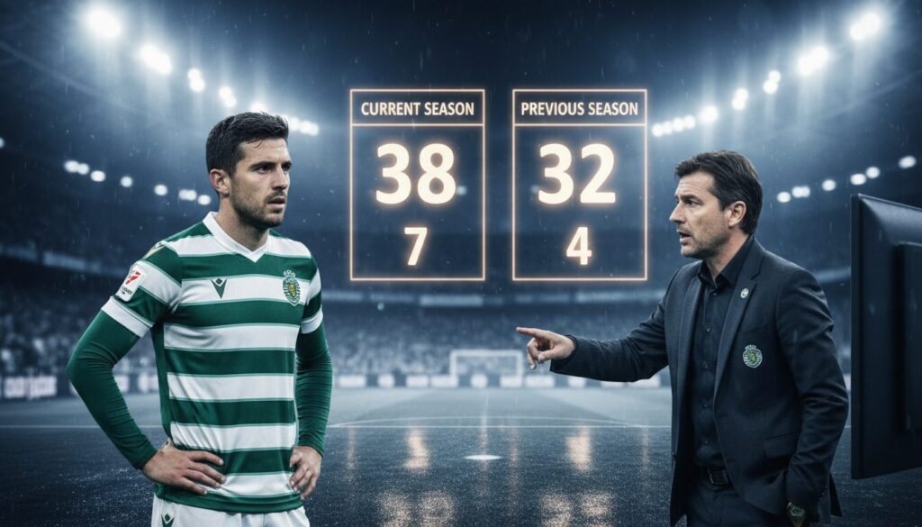 analyse du sporting : plus de points cette saison malgré un classement inférieur à la 19e journée de l'année précédente.