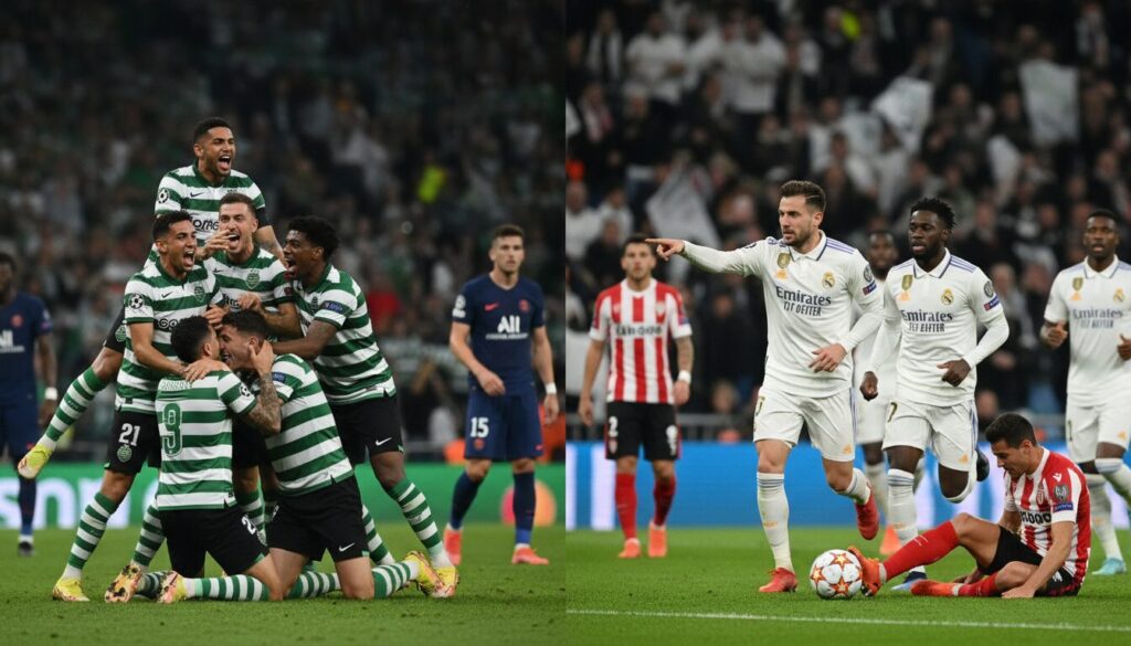 revivez les moments forts de la ligue des champions avec la surprise du sporting face au psg et la sévère défaite de monaco contre le real madrid.