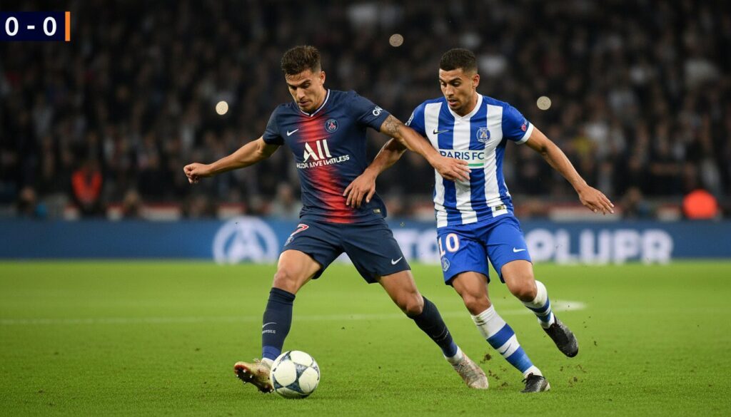 suivez en direct le match intense entre le psg et le paris fc, un duel serré avec un score de 0-0 qui tient les supporters en haleine.