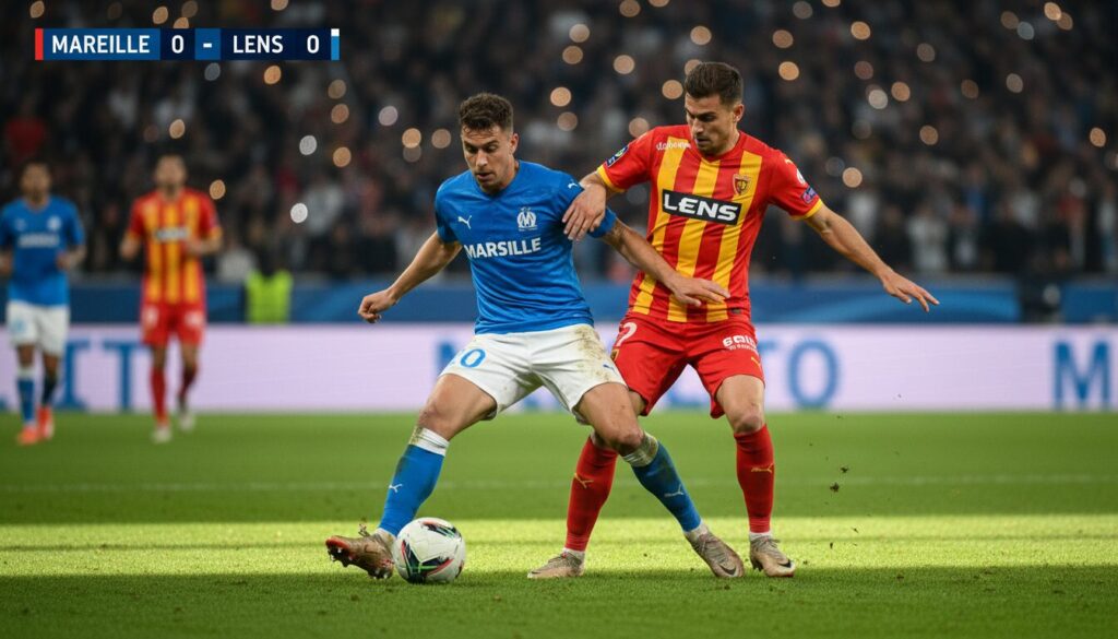suivez en direct et en temps réel le match intense et indécis entre marseille et lens, actuellement à 0-0. ne manquez aucune action de cette confrontation passionnante.