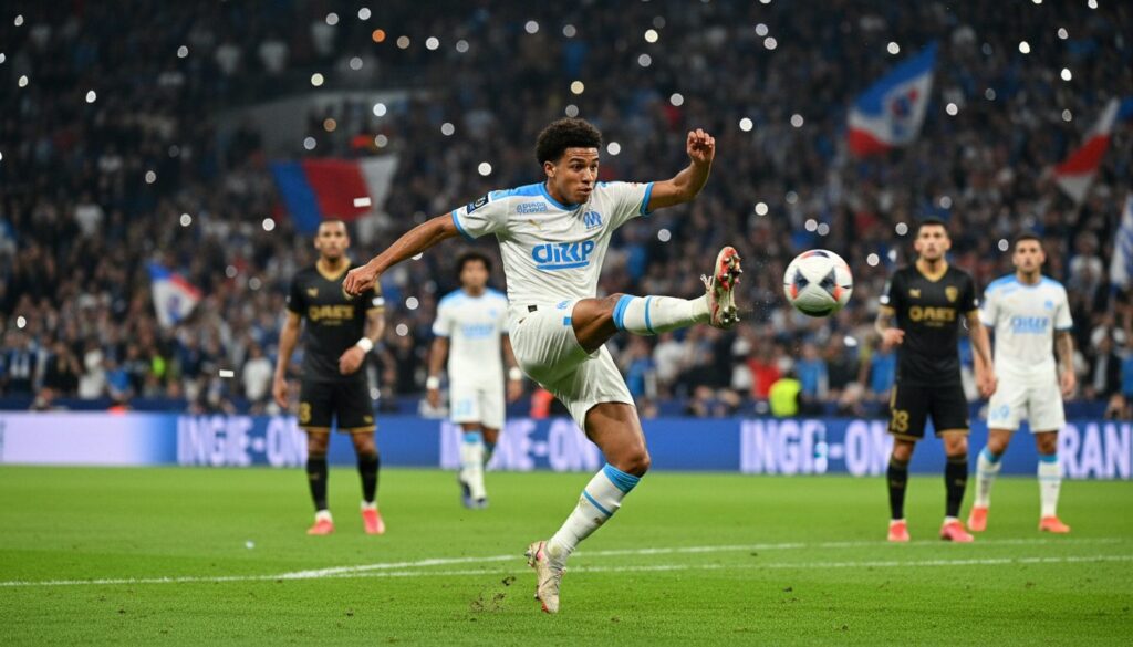 découvrez la frappe magistrale d’ethan nwaneri avec l’om face à lens, un moment spectaculaire qui a enflammé les supporters et marqué les esprits.