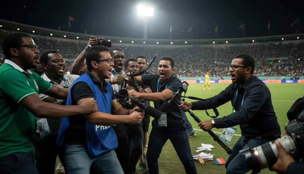 découvrez les détails du scandale en coupe d'afrique des nations où une violente bagarre a éclaté entre journalistes après le match nigeria-algérie, suscitant l'indignation et la polémique.