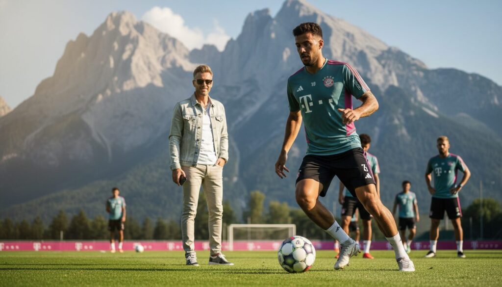 découvrez le talent du bayern qui s'entraîne au pied des montagnes, quand soudain le frère de la star schlager capte toute l'attention.