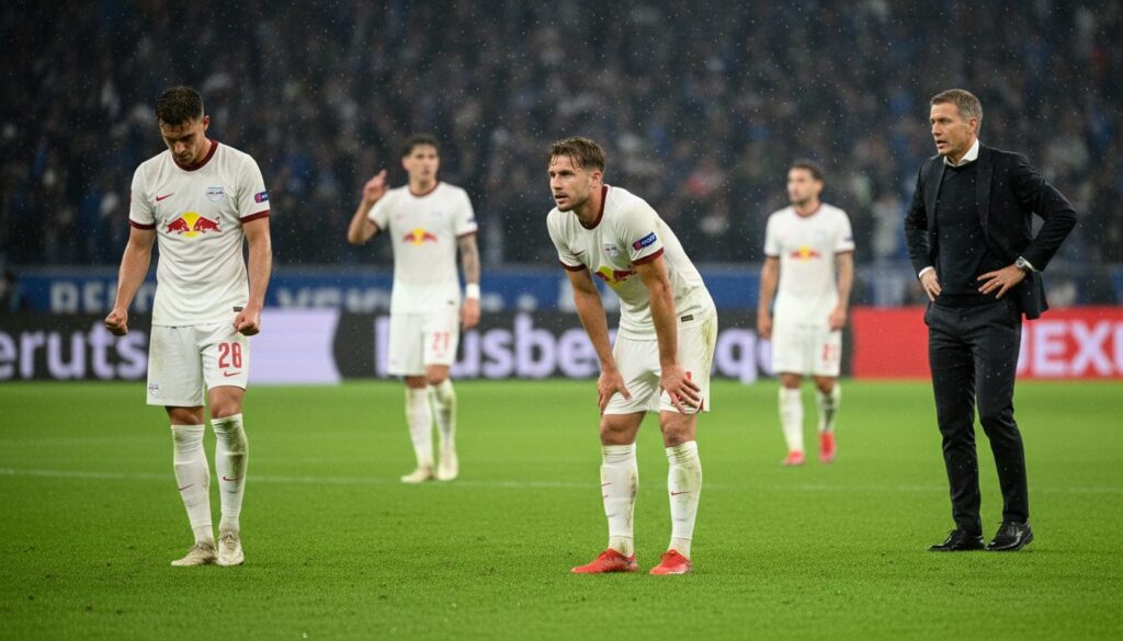 après l'intervention du coach, leipzig n'arrive pas à décrocher la victoire face à wolfsburg et se contente d'un match nul.