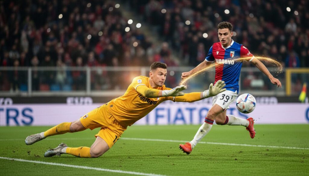 découvrez la performance héroïque de skorupski avec une note de 7,5 et l'assist décisif de rowe, noté 6,5, lors du match bologna-brann.