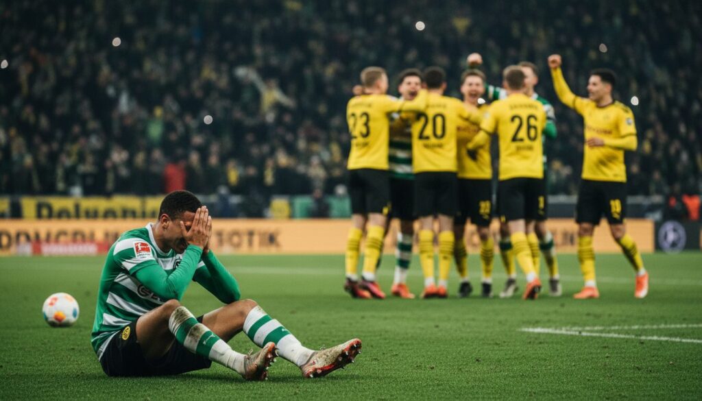 revivez la défaite difficile de wolfsburg contre dortmund en bundesliga, avec un focus sur le destin malheureux du joueur amoura.