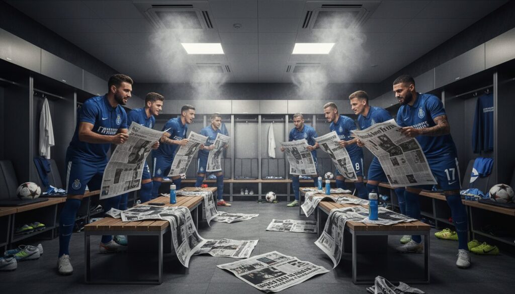 découvrez comment le fc porto intensifie les provocations dans le vestiaire du sporting en déployant des journaux et en mettant la climatisation à fond, créant une ambiance tendue avant le match.