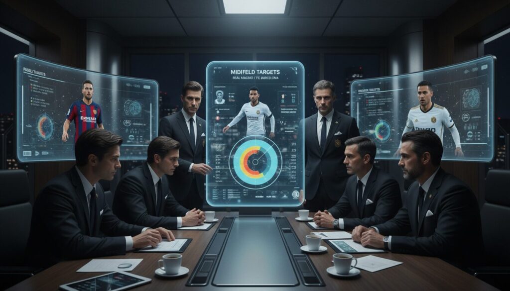 l'inter milan intensifie ses recherches pour recruter les talents du milieu de terrain ciblés par le real madrid et le fc barcelone, renforçant ainsi son effectif face à la concurrence.