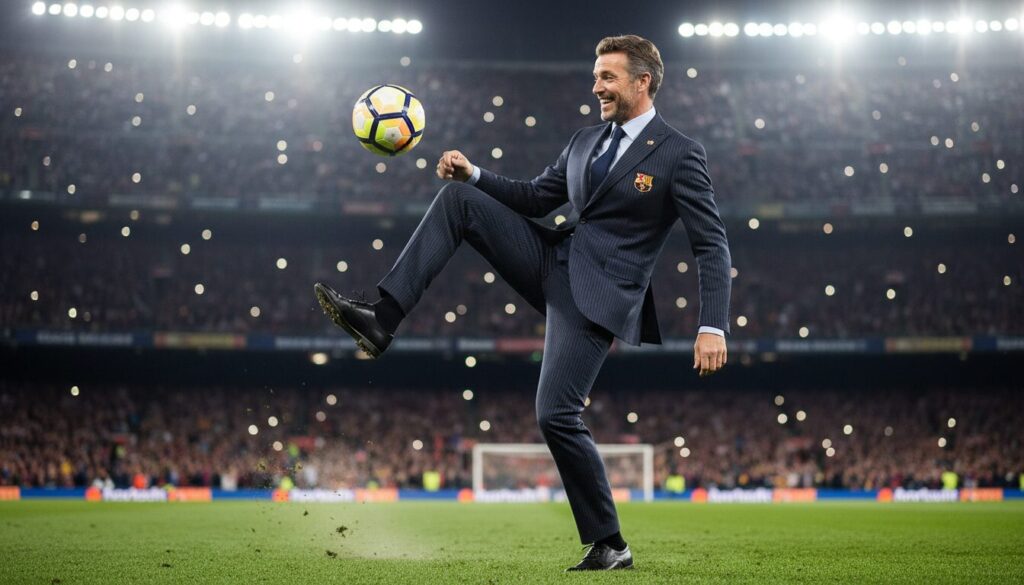 découvrez le candidat surprise à la présidence du barça qui réalise un coup d'éclat impressionnant, rappelant les exploits légendaires de ronaldinho et beckham.
