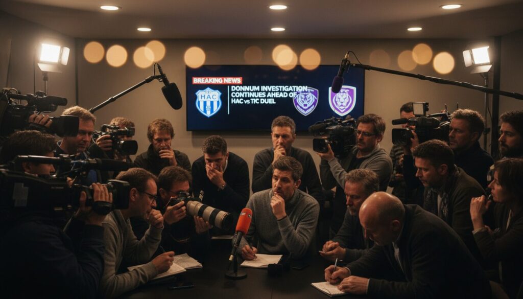 l'enquête sur donnum se poursuit avant le duel crucial entre le hac et le tfc, promettant des révélations et une confrontation intense.