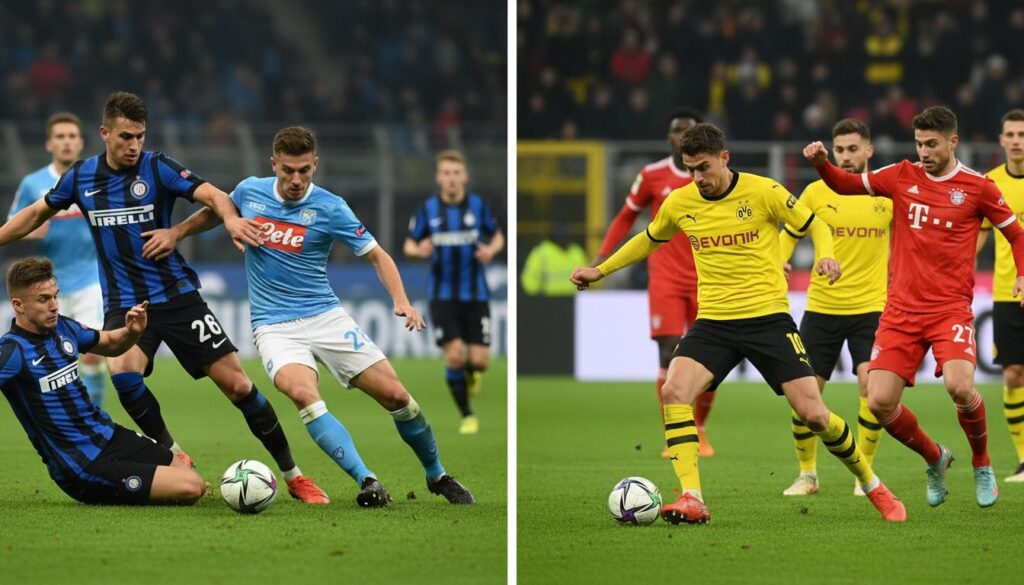 suivez les matchs du jour avec l'affrontement entre l'inter et napoli en serie a, ainsi que la rencontre entre dortmund et le bayern munich en bundesliga.