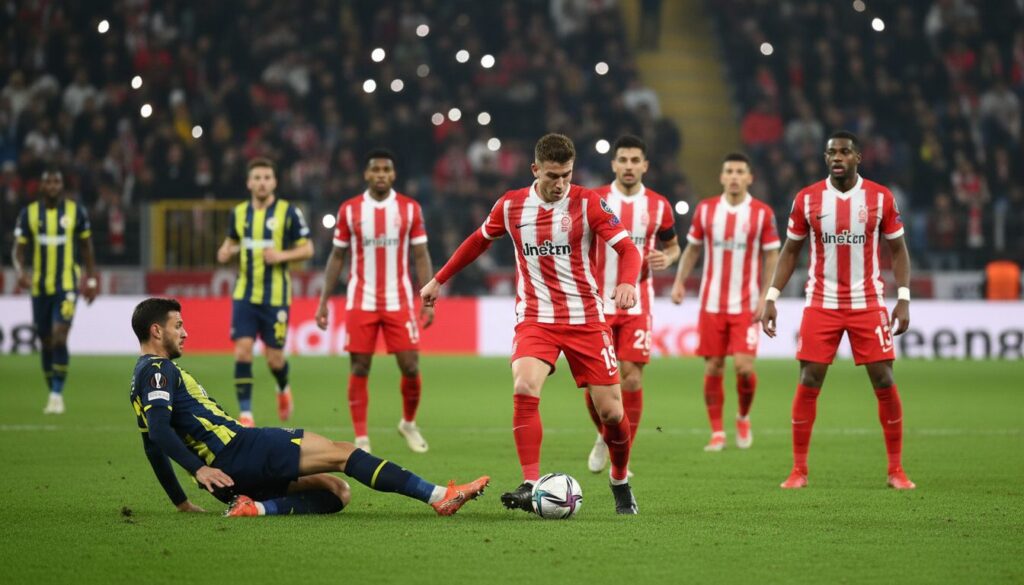 nottingham s'impose avec autorité sur le terrain de fenerbahçe lors du match aller des play-offs de ligue europa, prenant une avance décisive pour la qualification.