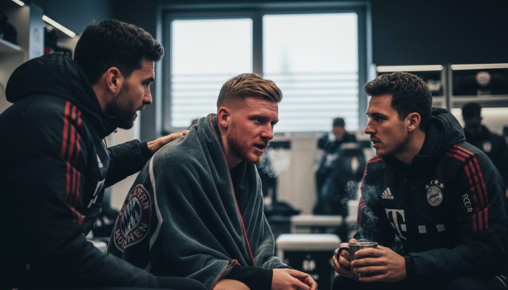 un joueur vedette du fc bayern partage ses difficultés d'adaptation au climat de munich avec ses coéquipiers, révélant ses ressentis et son combat pour s'intégrer.