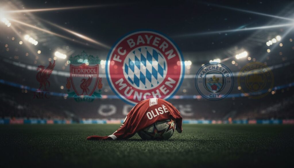 le bayern munich sous pression alors que liverpool, manchester city et le psg s'intéressent de près à michael olise, une cible convoitée sur le marché des transferts.