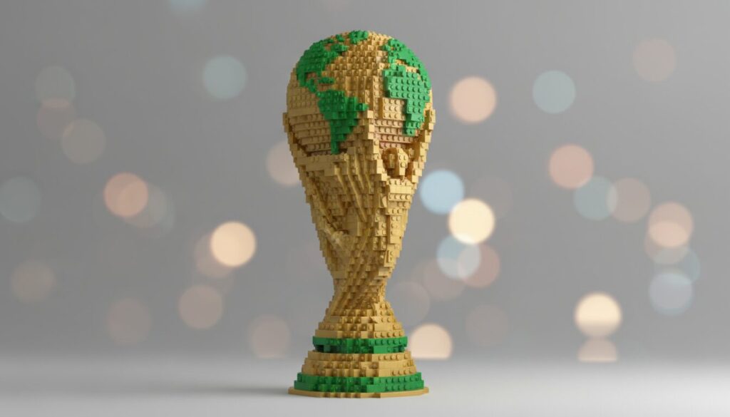 découvrez le trophée officiel de la coupe du monde en lego, l'objet incontournable à posséder avant le début du tournoi. profitez dès maintenant d'une promotion exclusive pour les fans de football et de lego !