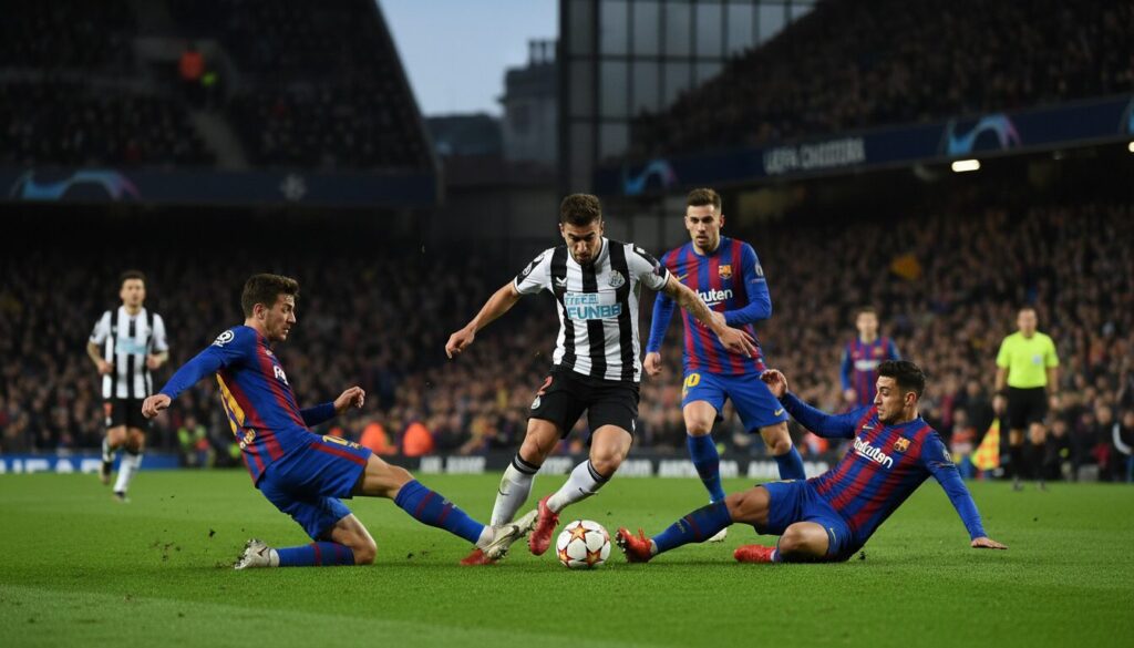 suivez le duel historique entre newcastle et barcelone en ligue des champions, un affrontement épique au cœur du légendaire stade st james' park.
