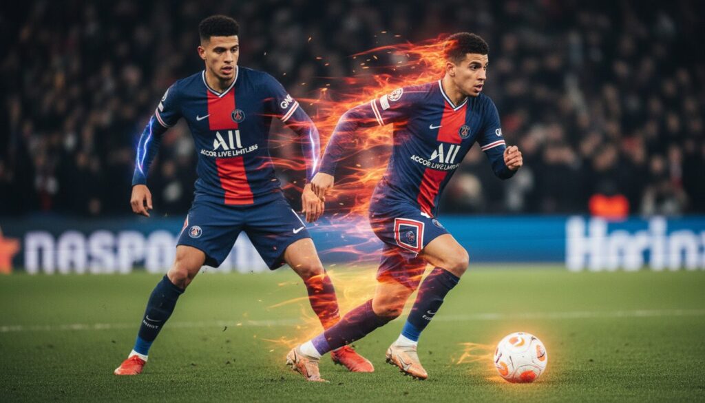 revivez le match psg-chelsea avec barcola en feu et la transformation spectaculaire de nuno mendes, des performances qui ont marqué la rencontre.