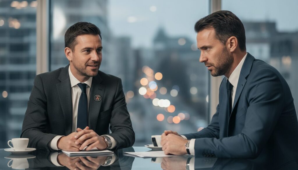 l'agent d’ousmane dembélé discute avec le directeur sportif de manchester city, mais les échanges ne portent pas sur l'ailier du psg. découvrez les véritables enjeux de cette rencontre.