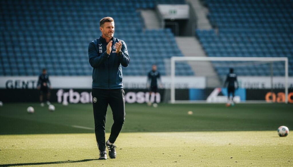 polanski satisfait après une séance intense de perçage, révélant un engagement sans faille. l'entraîneur de gladbach félicite l'esprit de combat de l'équipe.