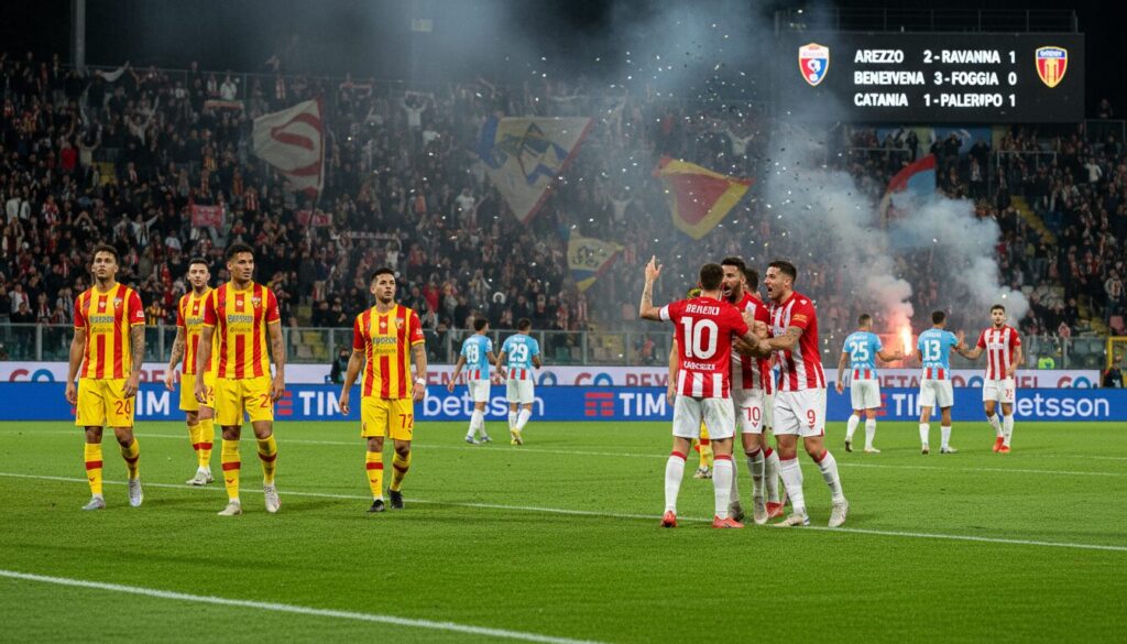découvrez les résultats de la serie c : arezzo dépasse ravenna et augmente son avance à 7 points, catania partage les points, tandis que benevento s'impose et creuse l'écart en tête du classement.
