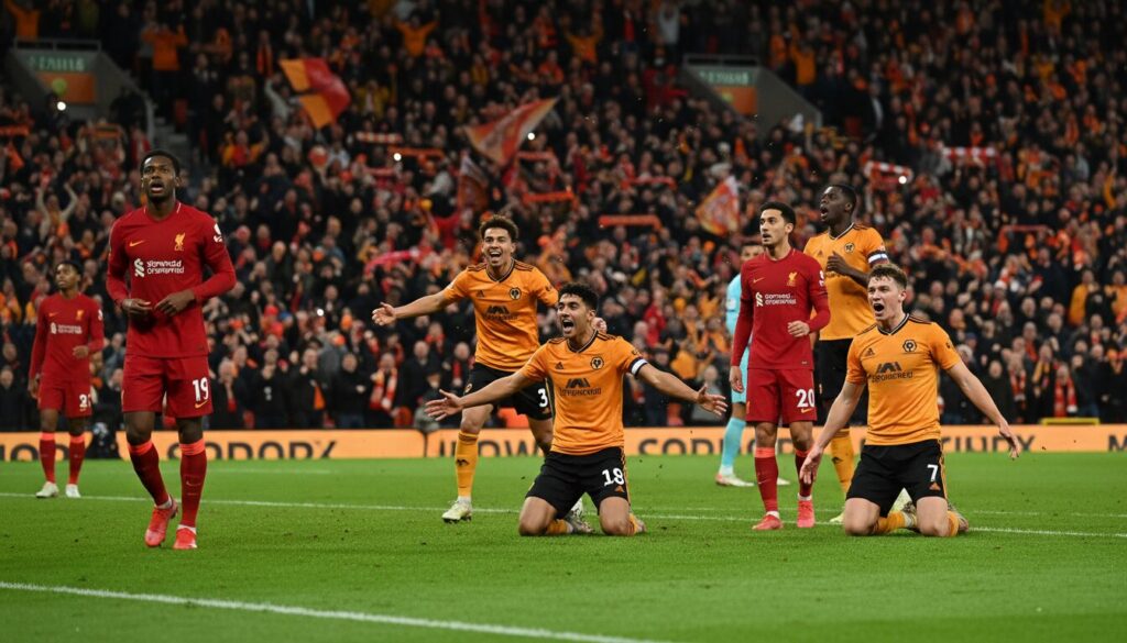 revivez la soirée exceptionnelle à molineux où les wolves ont surpris liverpool en s'imposant 2-1 dans un match riche en émotions et rebondissements.