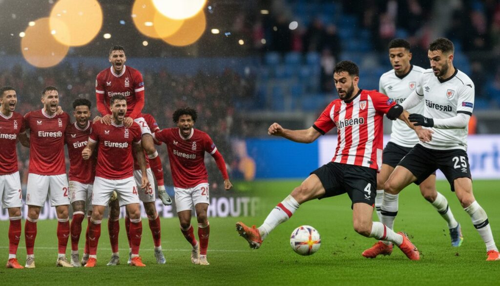 ligue europa : nottingham forest s'approche de la finale après une performance impressionnante, tandis que braga maintient fribourg en haleine dans un suspense haletant.
