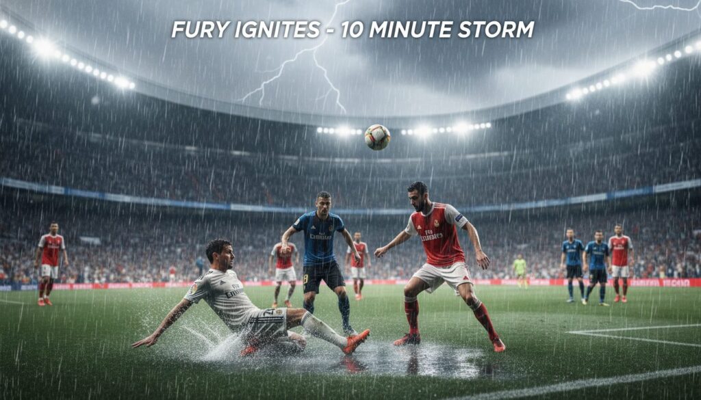 revivez les dix minutes intenses de tempête au bernabéu où la furie des joueurs a enflammé le terrain et captivé les supporters.
