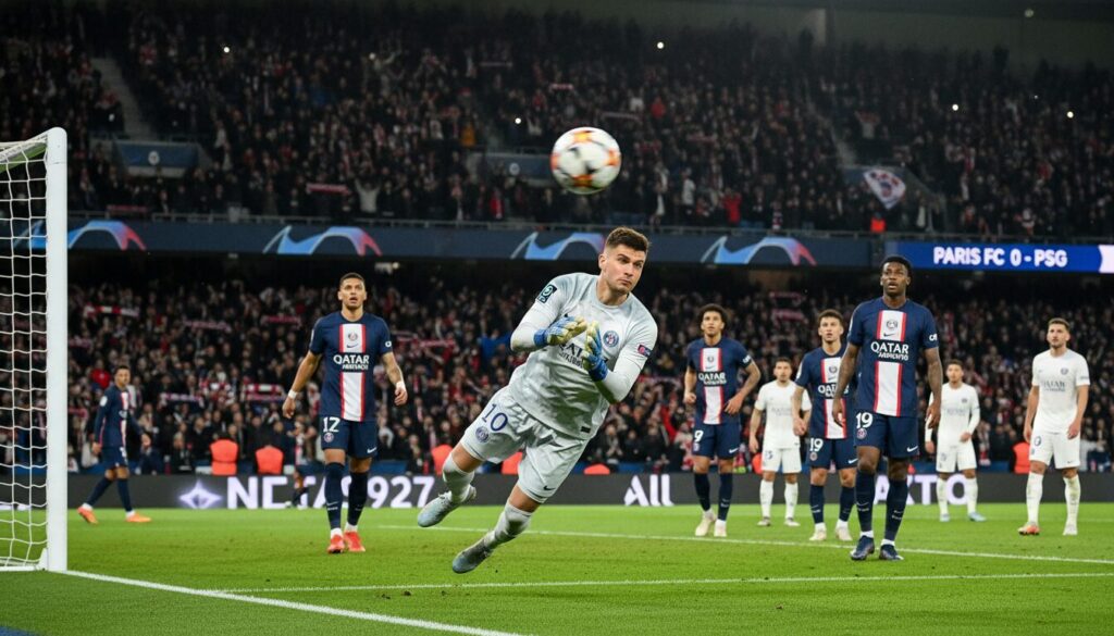 suivez en direct le match événement paris fc - psg avec une magnifique démonstration de safonov. ne manquez rien de cette confrontation passionnante !