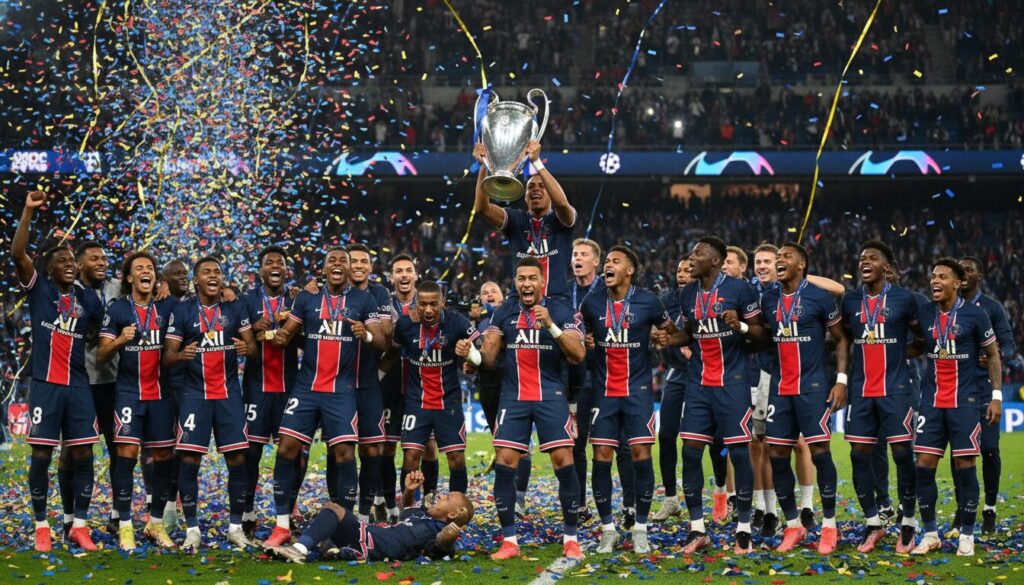 le psg s'impose brillamment et remporte sa deuxième ligue des champions consécutive, confirmant sa domination en football européen.