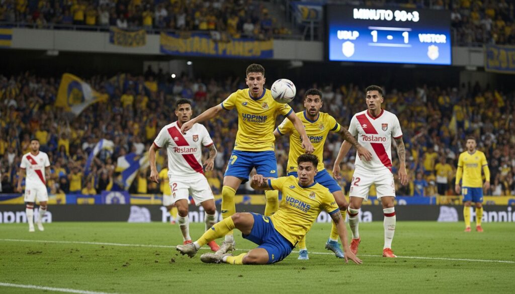 la ud lutte avec détermination face au gran canaria pour préserver ses espoirs, malgré une fin de match intense et pleine de suspense.