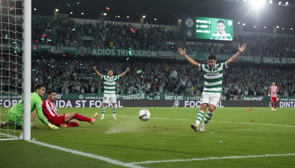 le sporting profite d'une erreur locale pour remporter la victoire lors du match marquant l'adieu de trigueros, une soirée riche en émotions et en suspense.