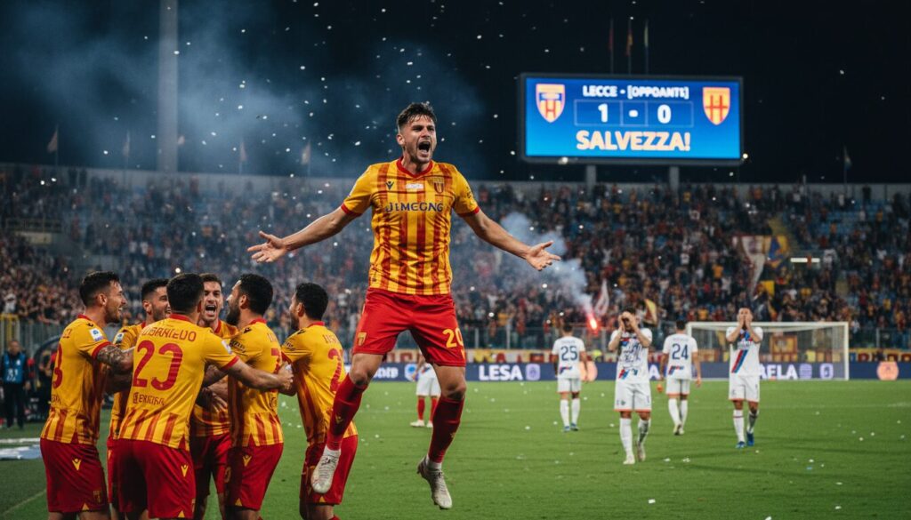 lecce remporte une victoire décisive pour assurer son maintien en serie a, tandis que pisa et vérone sont relégués hors de la ligue.