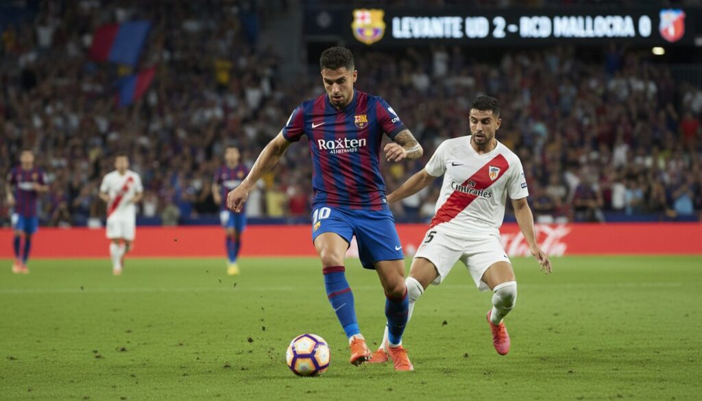 levante s'impose 2-0 face à majorque dans un duel parfaitement maîtrisé, confirmant sa supériorité sur le terrain.