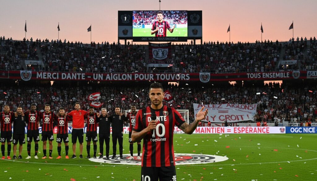découvrez l'hommage émouvant rendu à dante par le club de nice, alors que la fin de sa carrière est marquée par l'incertitude liée à la lutte pour le maintien en ligue 1.