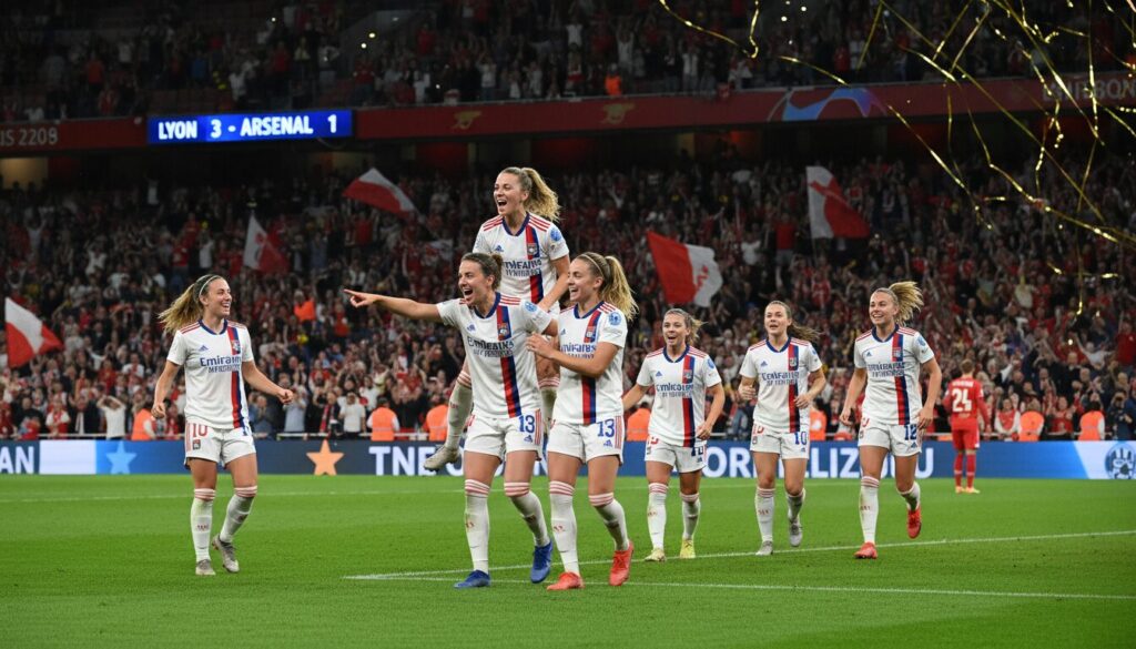 lyon élimine arsenal et se qualifie pour la finale de la ligue des champions féminine, visant un neuvième titre historique. découvrez les moments clés de cette victoire spectaculaire.