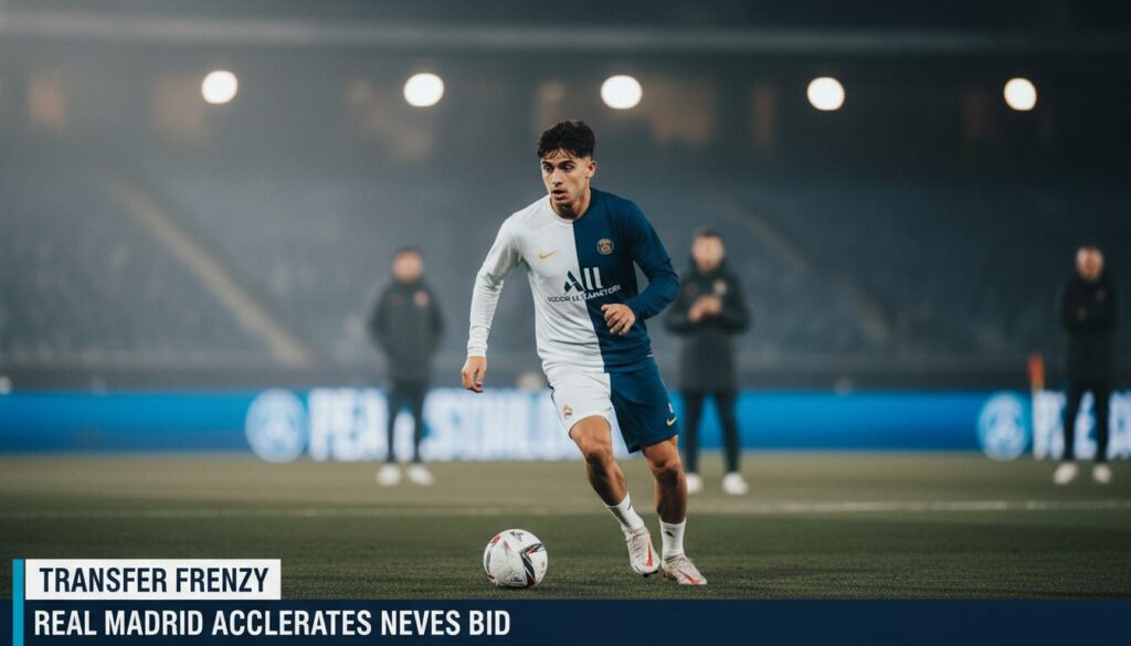 mercato psg : le real madrid intensifie ses efforts pour recruter joão neves, jeune talent prometteur du paris saint-germain.