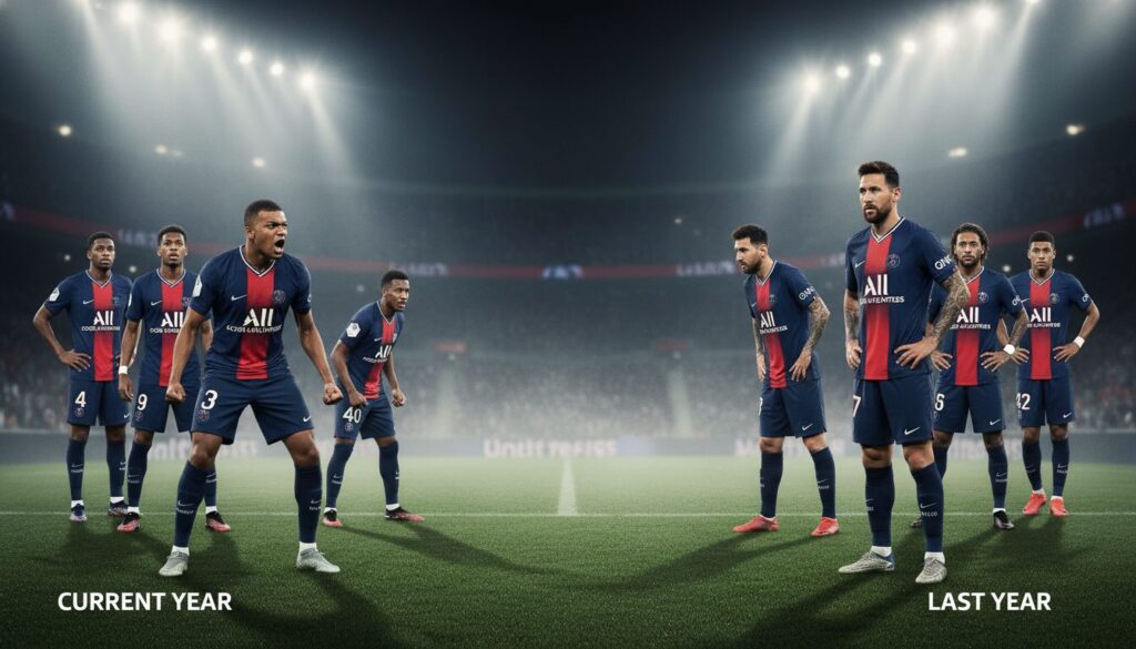 analyse comparative du psg : physique, motivation et expérience pour déterminer quelle équipe, celle de cette année ou de l'an dernier, domine réellement.