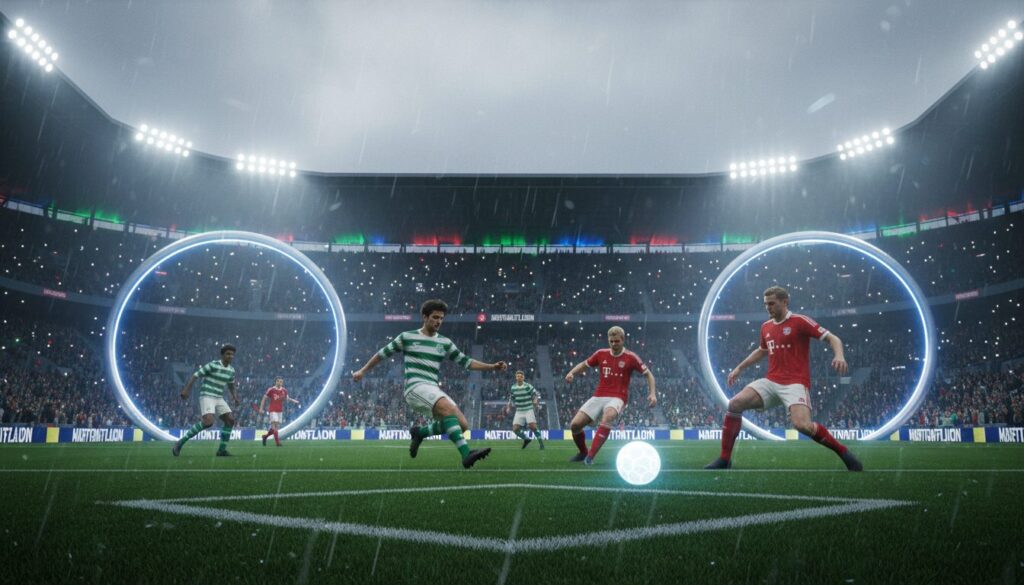 découvrez comment l'intelligence artificielle réinvente la célèbre finale de glasgow 76 entre saint-étienne et le bayern munich, revisitée avec une touche unique : des poteaux ronds.