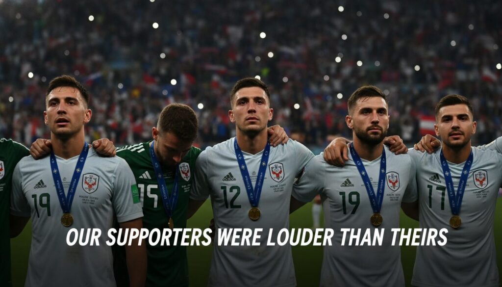 après la défaite en finale, le silence domine, mais la sélection célèbre une immense joie en coupe du monde, soulignant que leurs supporters ont été plus bruyants que ceux de l'adversaire.